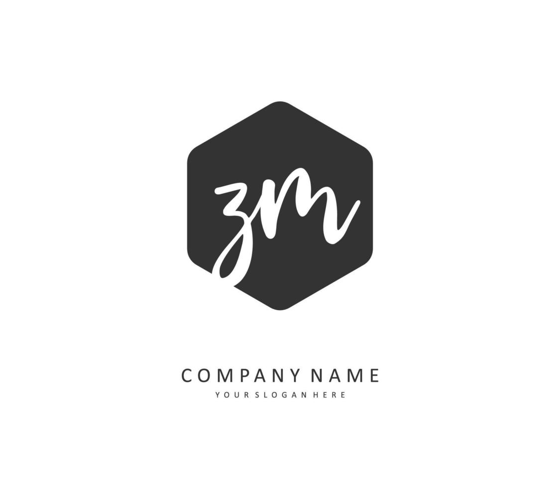 z m zm eerste brief handschrift en handtekening logo. een concept handschrift eerste logo met sjabloon element. vector