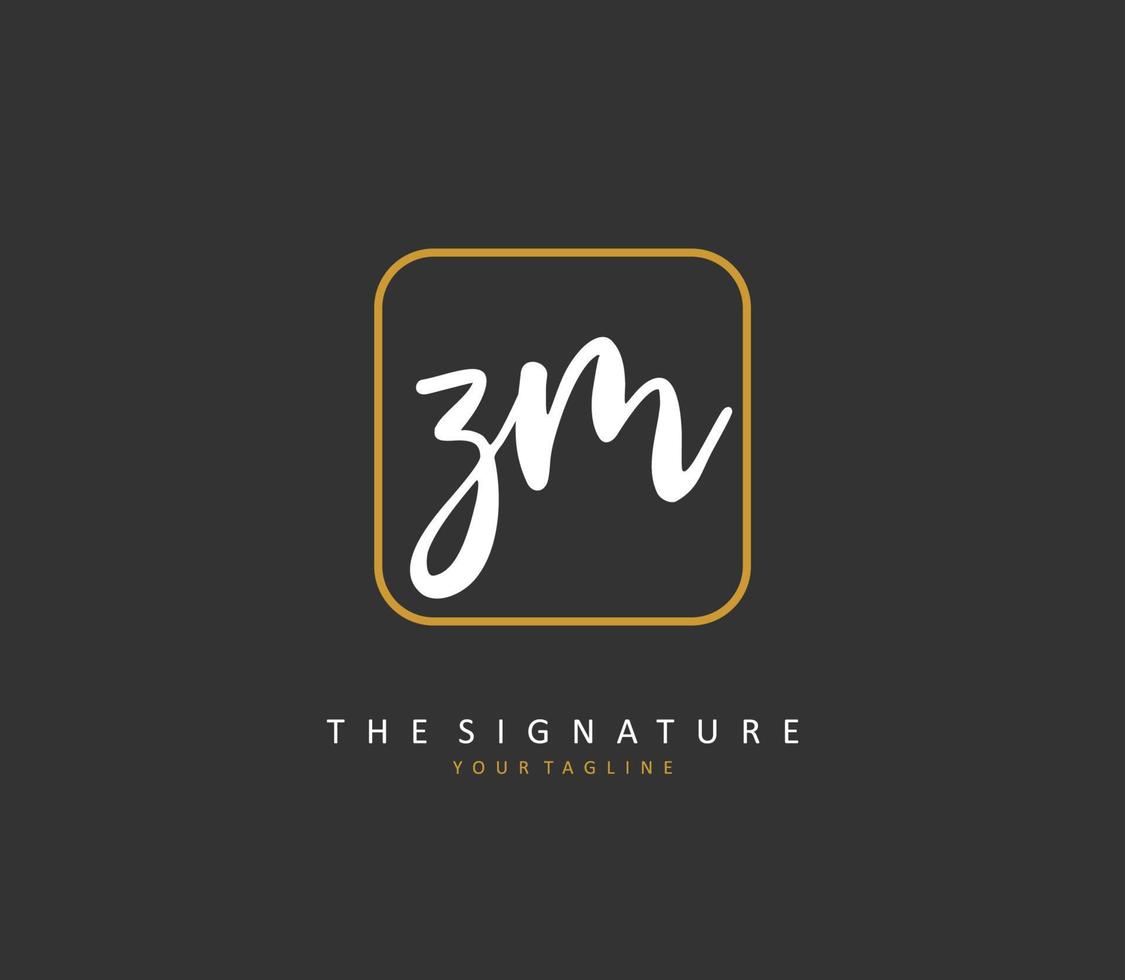 z m zm eerste brief handschrift en handtekening logo. een concept handschrift eerste logo met sjabloon element. vector