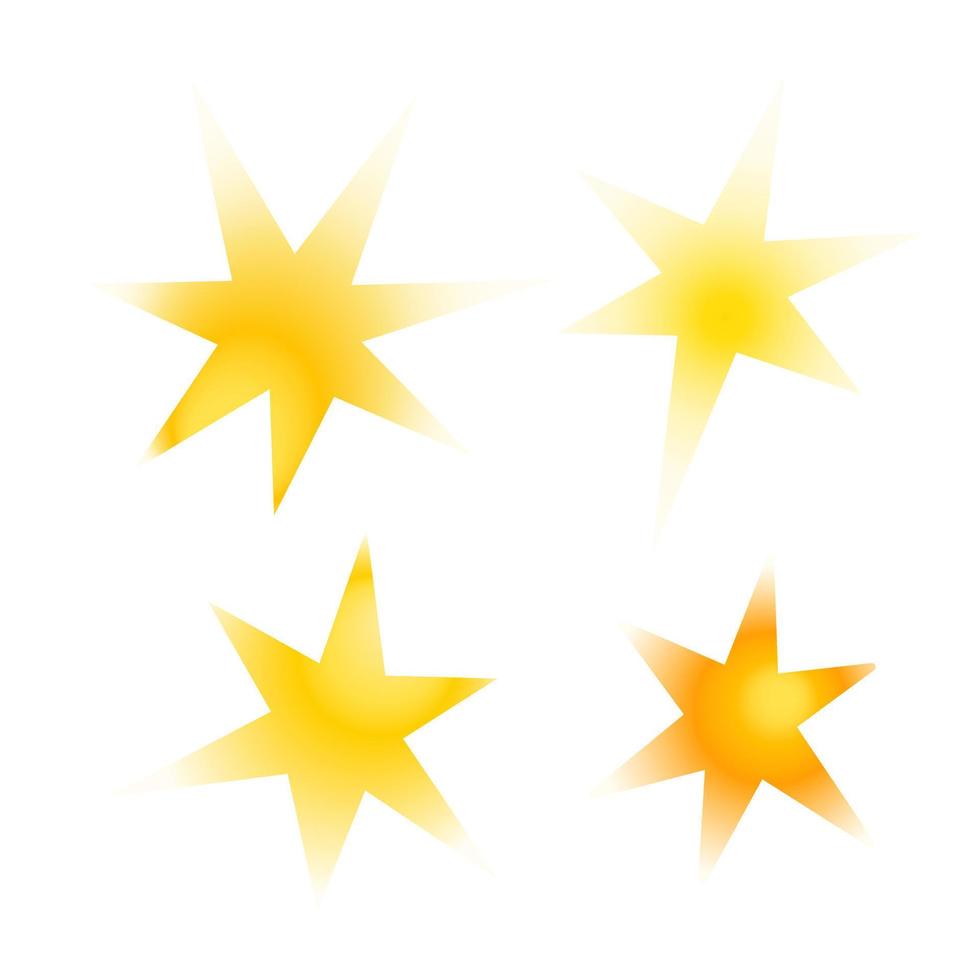 geel sterren set, wazig y2k aura helling vector illustratie voorwerpen voor minimalistische ontwerp logo, romantisch kaarten, spandoeken, sociaal media, ruimte actueel decor