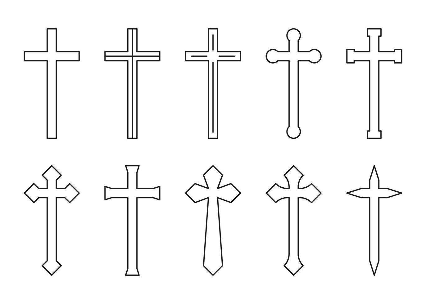 kruis lijn vorm silhouet. traditioneel religie symbool. kerk teken kruis. vector illustratie