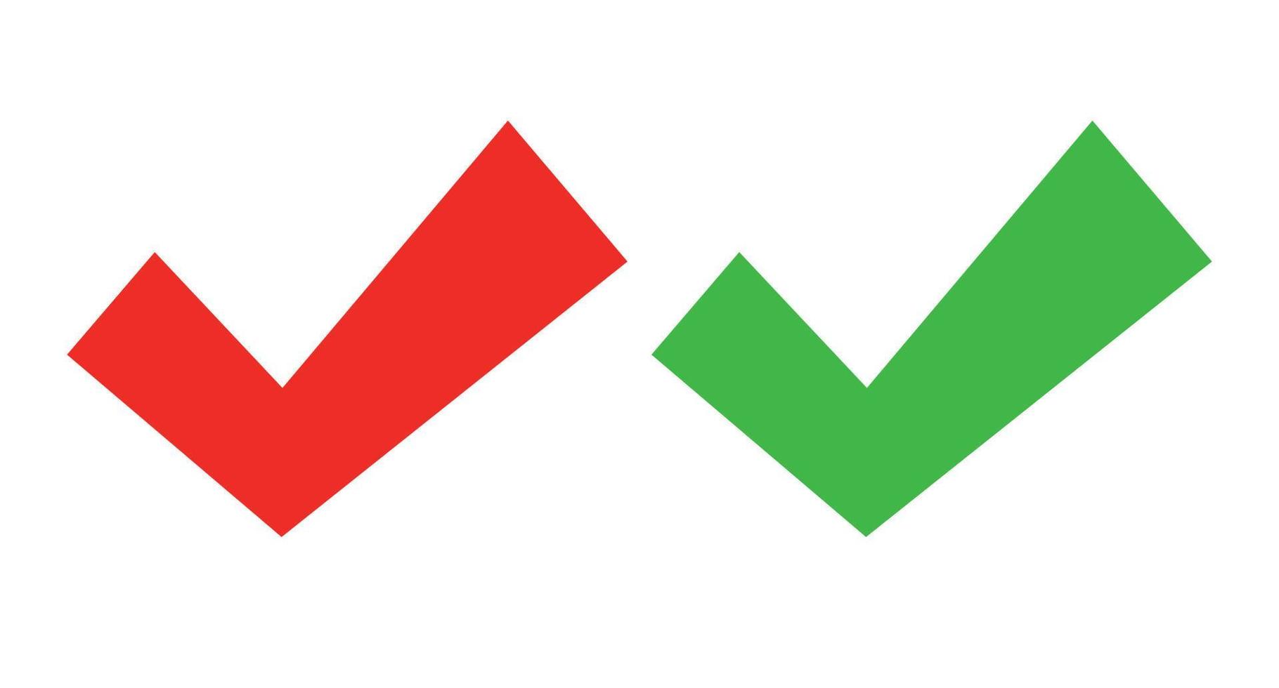 rood en groen controleren merken. vector pictogrammen dat kan worden gebruikt voor succes of goedkeuring.
