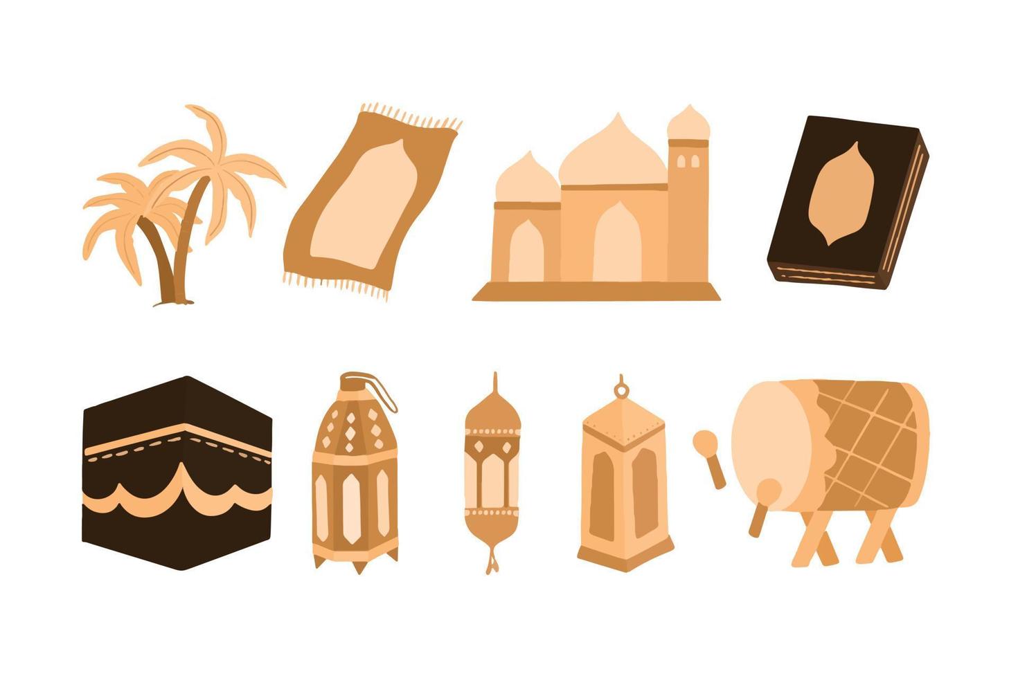 vector ontwerp viering Ramadan en eid mubarak familie, bidden en geven tekenfilm karakter illustratie concept