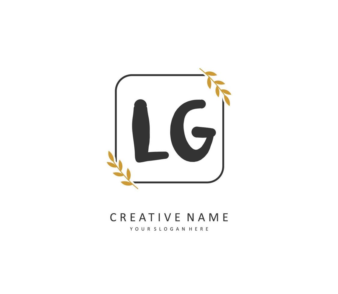 lg eerste brief handschrift en handtekening logo. een concept handschrift eerste logo met sjabloon element. vector