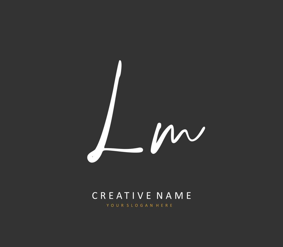 l m lm eerste brief handschrift en handtekening logo. een concept handschrift eerste logo met sjabloon element. vector