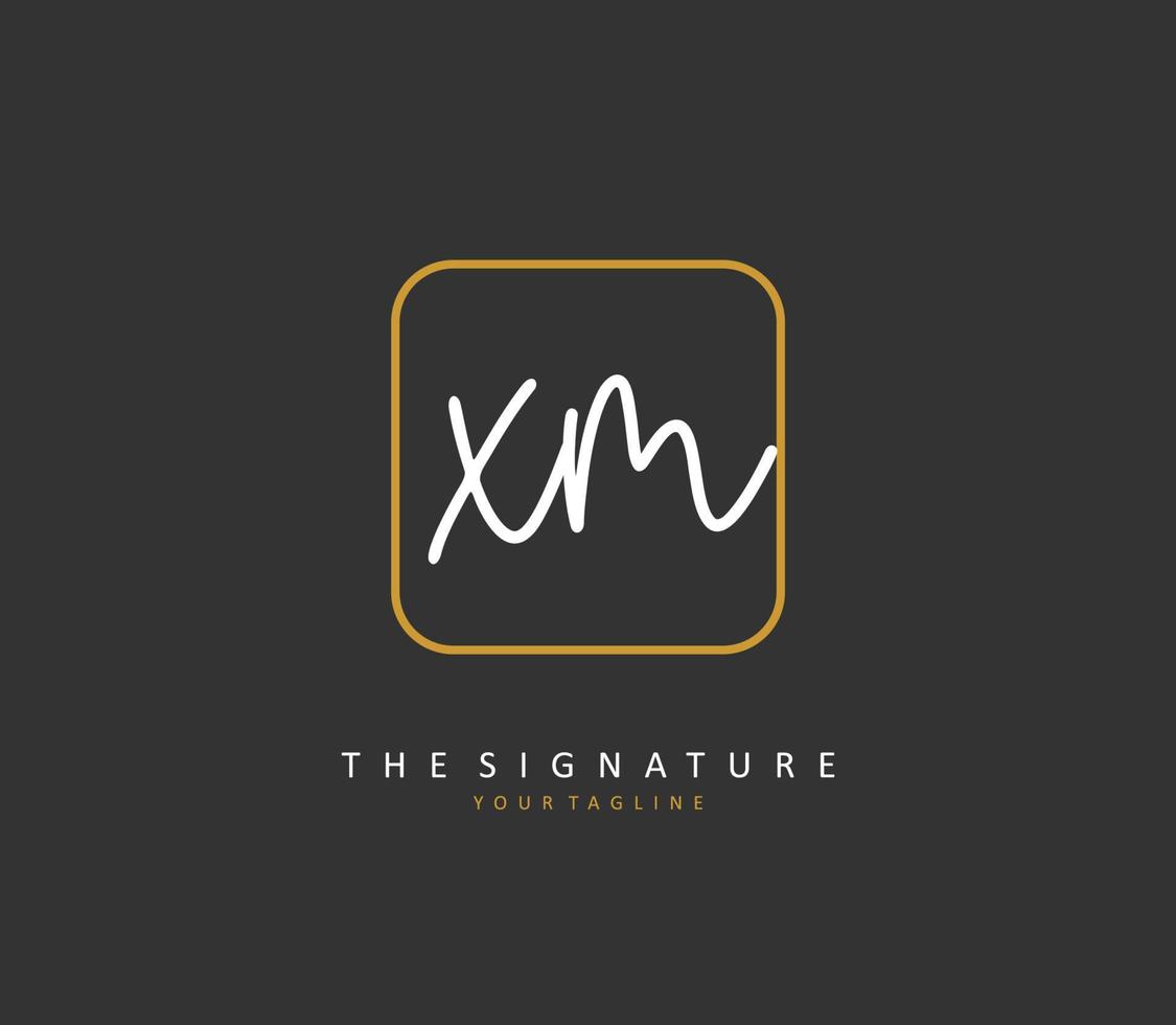 X m xm eerste brief handschrift en handtekening logo. een concept handschrift eerste logo met sjabloon element. vector