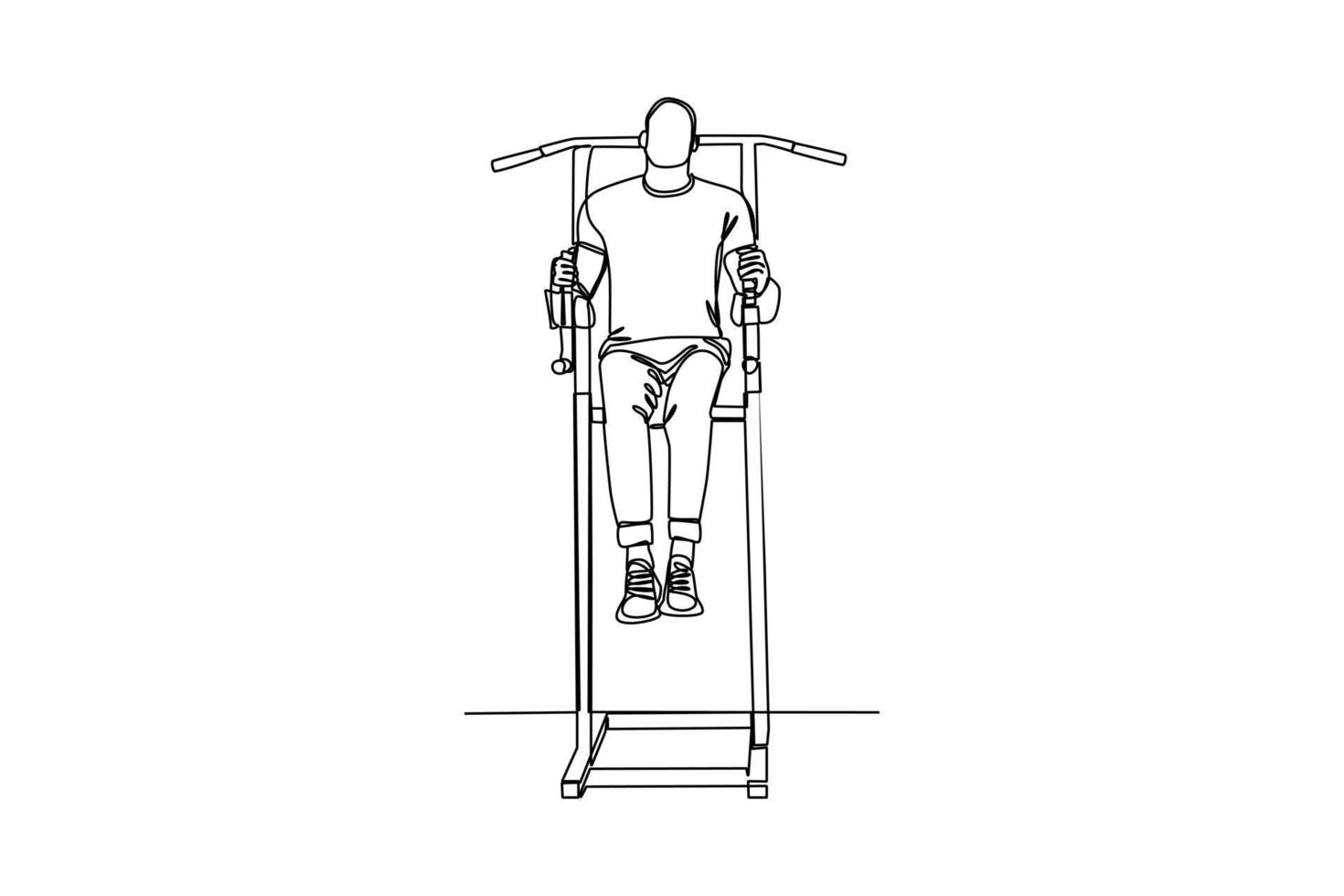 doorlopend een lijn tekening Mens aan het doen kin omhoog techniek. geschiktheid werkzaamheid concept. single lijn tekening ontwerp grafisch vector illustratie