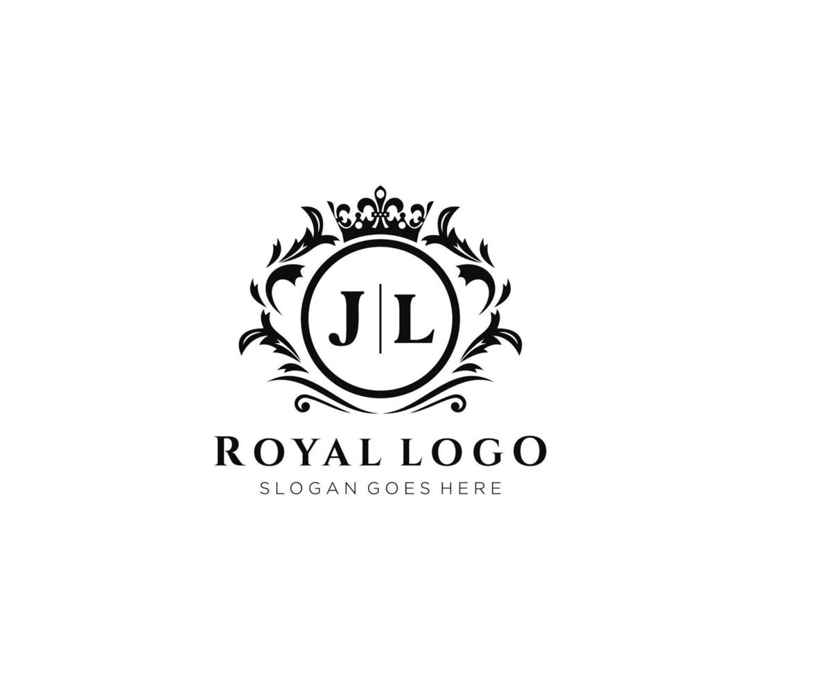 eerste jl brief luxueus merk logo sjabloon, voor restaurant, royalty, boetiek, cafe, hotel, heraldisch, sieraden, mode en andere vector illustratie.