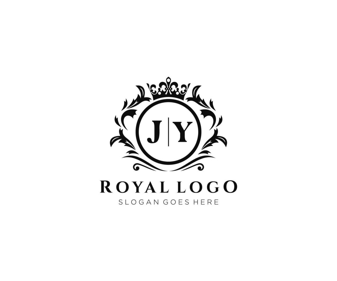 eerste jy brief luxueus merk logo sjabloon, voor restaurant, royalty, boetiek, cafe, hotel, heraldisch, sieraden, mode en andere vector illustratie.