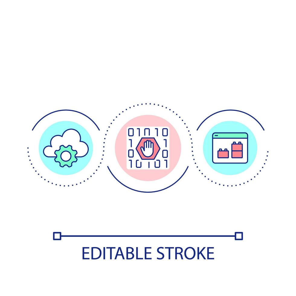 laag code platform lus concept icoon. Nee programmering software. wolk onderhoud optimalisatie abstract idee dun lijn illustratie. geïsoleerd schets tekening. bewerkbare beroerte vector