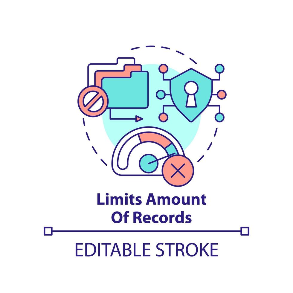 limieten bedrag van records concept icoon. klant identificatie voorkomt hacken abstract idee dun lijn illustratie. geïsoleerd schets tekening. bewerkbare beroerte vector