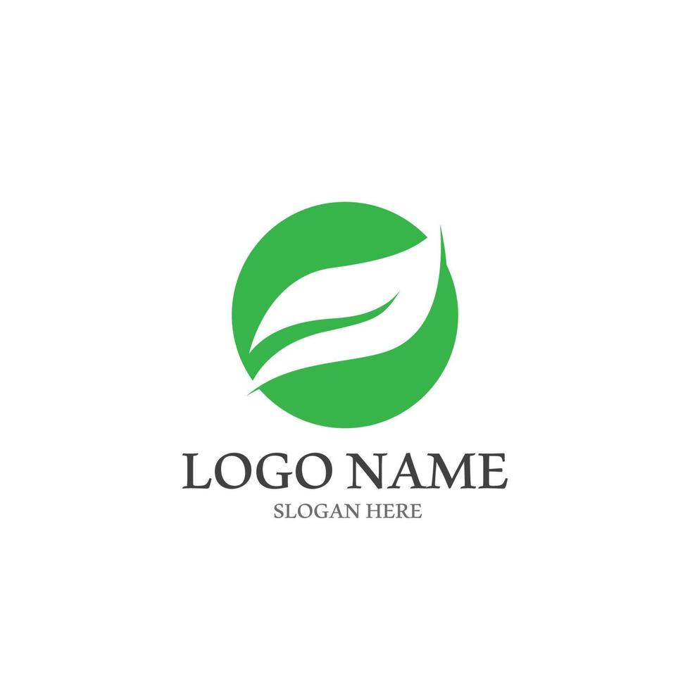 logo's van groene boom blad ecologie natuur element vector