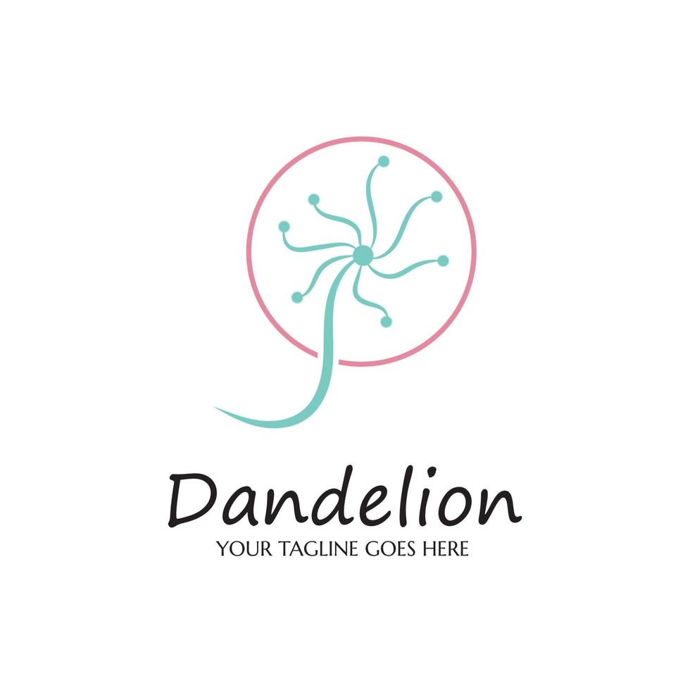 paardebloem bloem logo met sjabloon vector illustratie