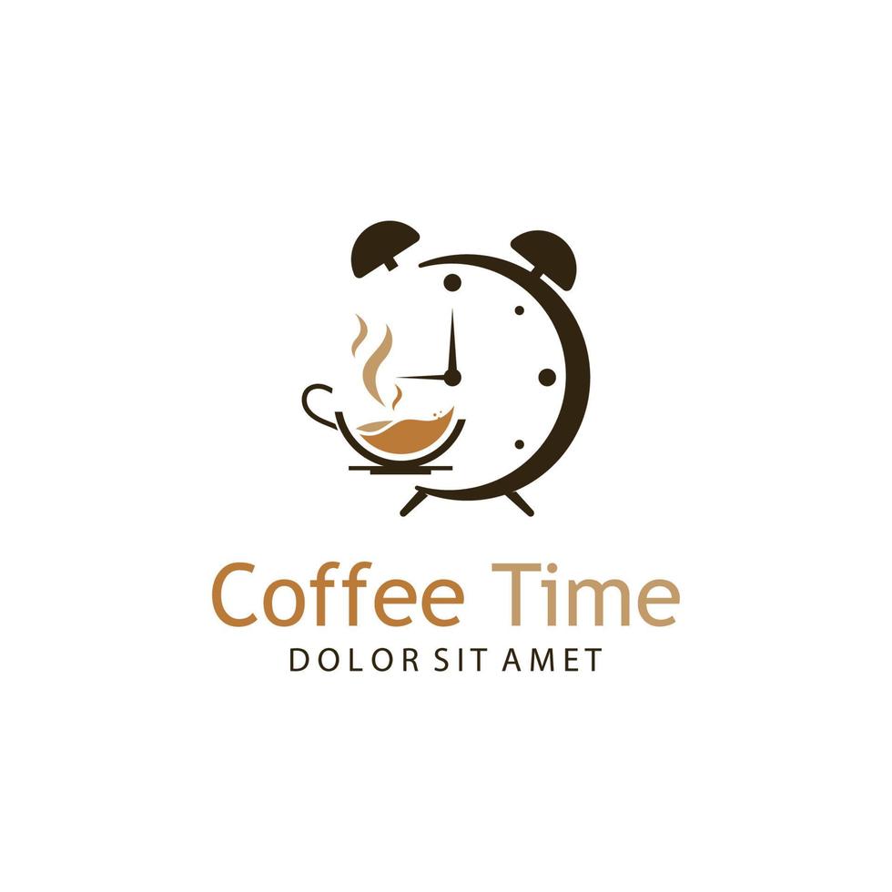 koffie tijd vector illustratie logo sjabloon met vlak concept.