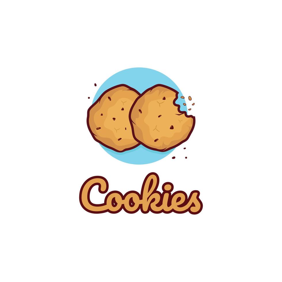 tekenfilm chocola koekjes logo sjabloon. vector illustratie.