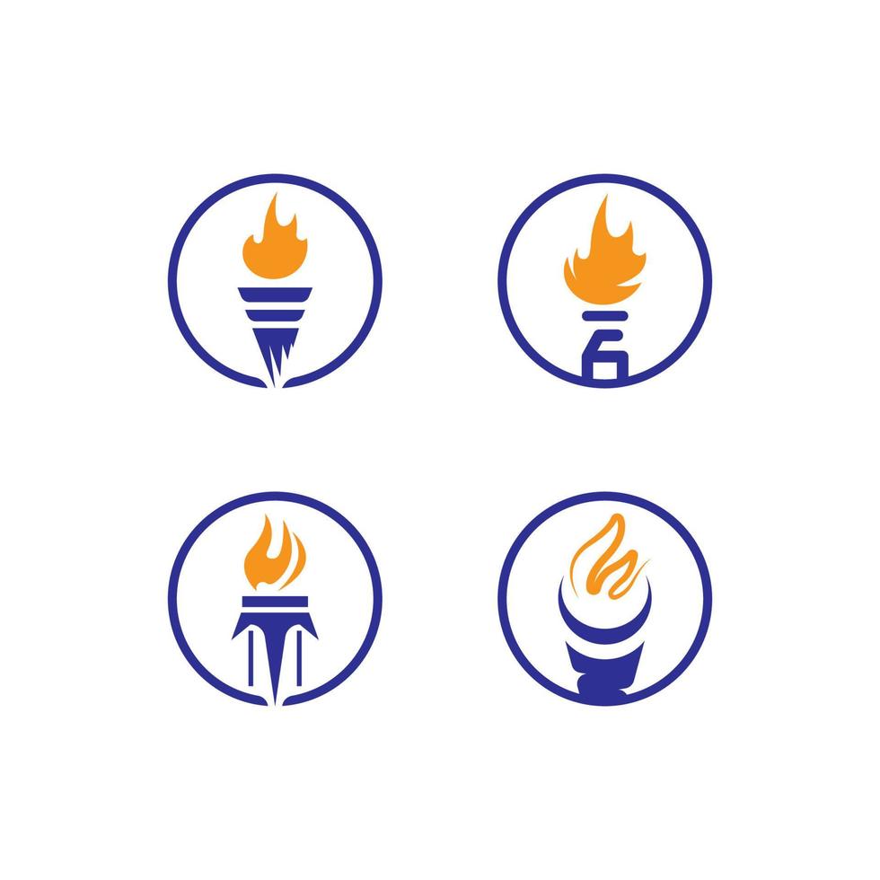 fakkel logo icoon met concept vector illustratie sjabloon