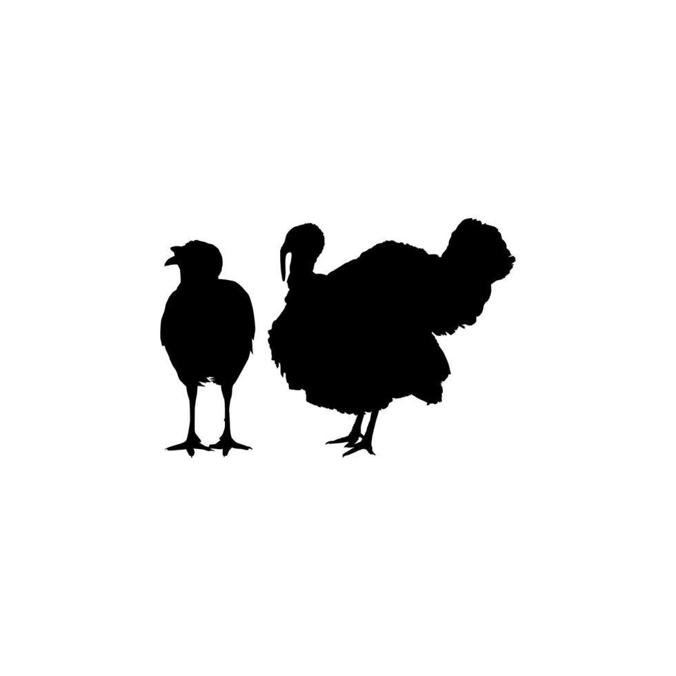 paar- van kalkoen silhouet voor kunst illustratie, pictogram of grafisch ontwerp element. de kalkoen is een groot vogel in de geslacht meleagris. vector illustratie