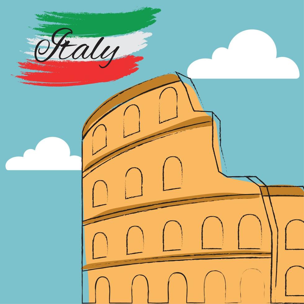 Rome Coliseum Italië reizen ansichtkaart vector illustratie