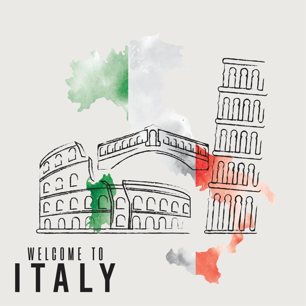 groep van Italiaans beroemd mijlpaal Italië reizen ansichtkaart vector illustratie