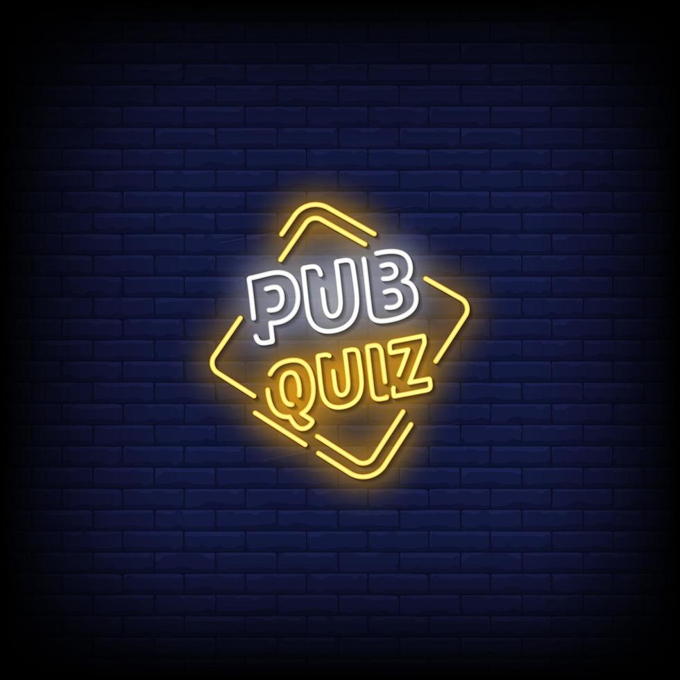 pub quiz neonreclames stijl tekst vector