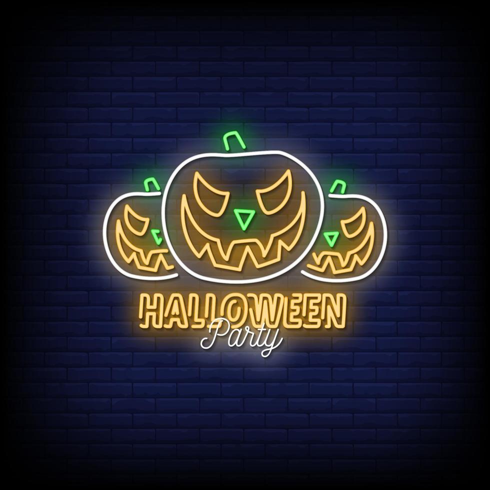 Halloween-feest neonreclames stijl tekst vector