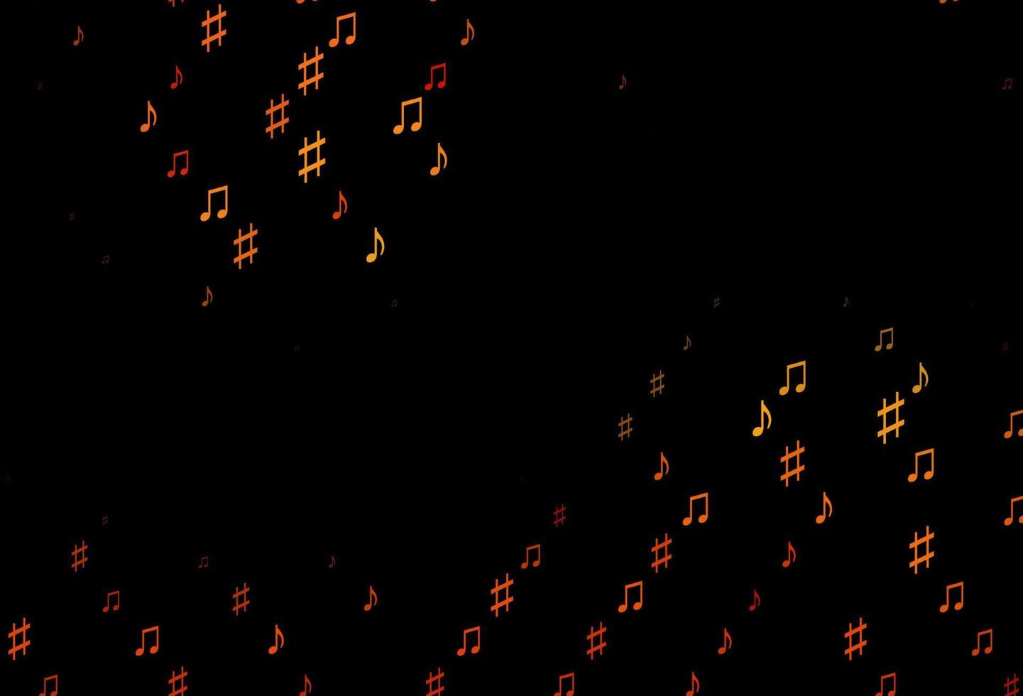 donkeroranje vectorachtergrond met muzieksymbolen. vector