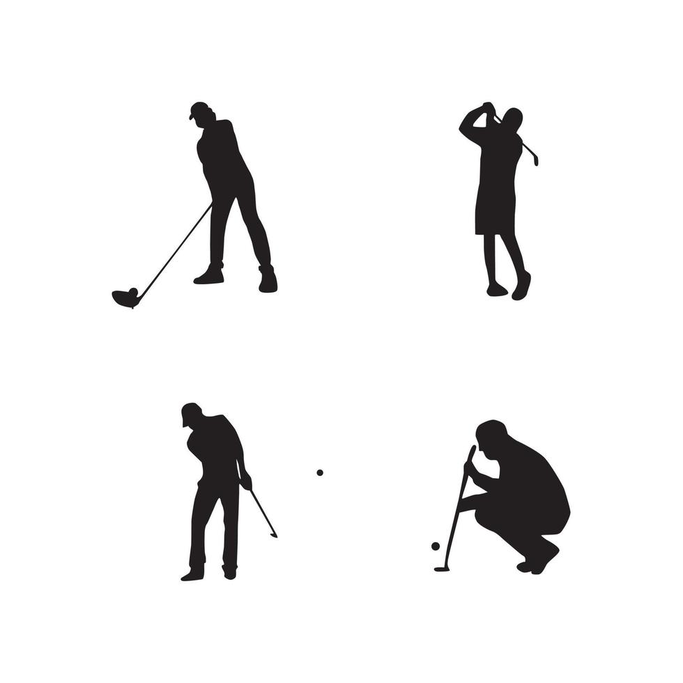 verzameling golfspeler silhouetten vector