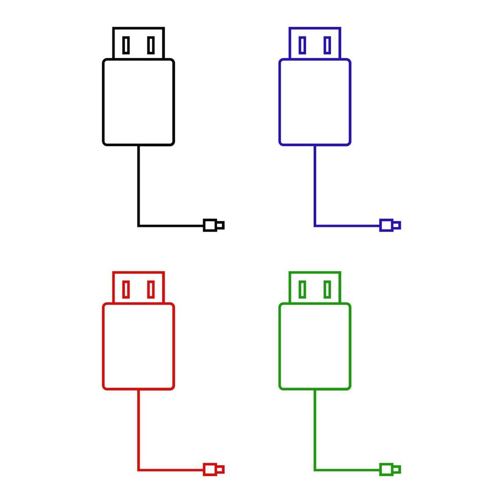 USB-kabel die op witte achtergrond wordt geplaatst vector