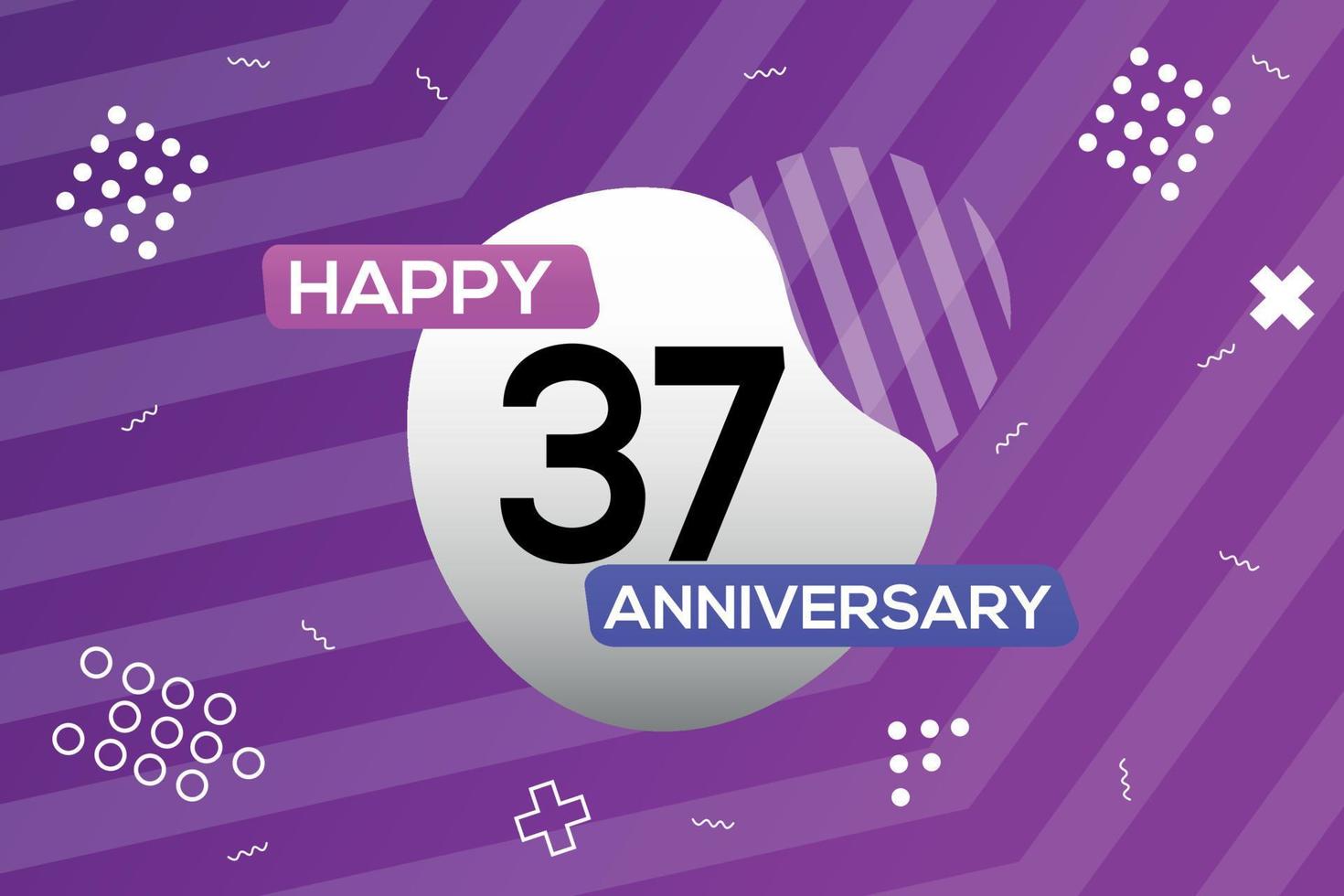 37e jaar verjaardag logo vector ontwerp verjaardag viering met kleurrijk meetkundig vormen abstract illustratie