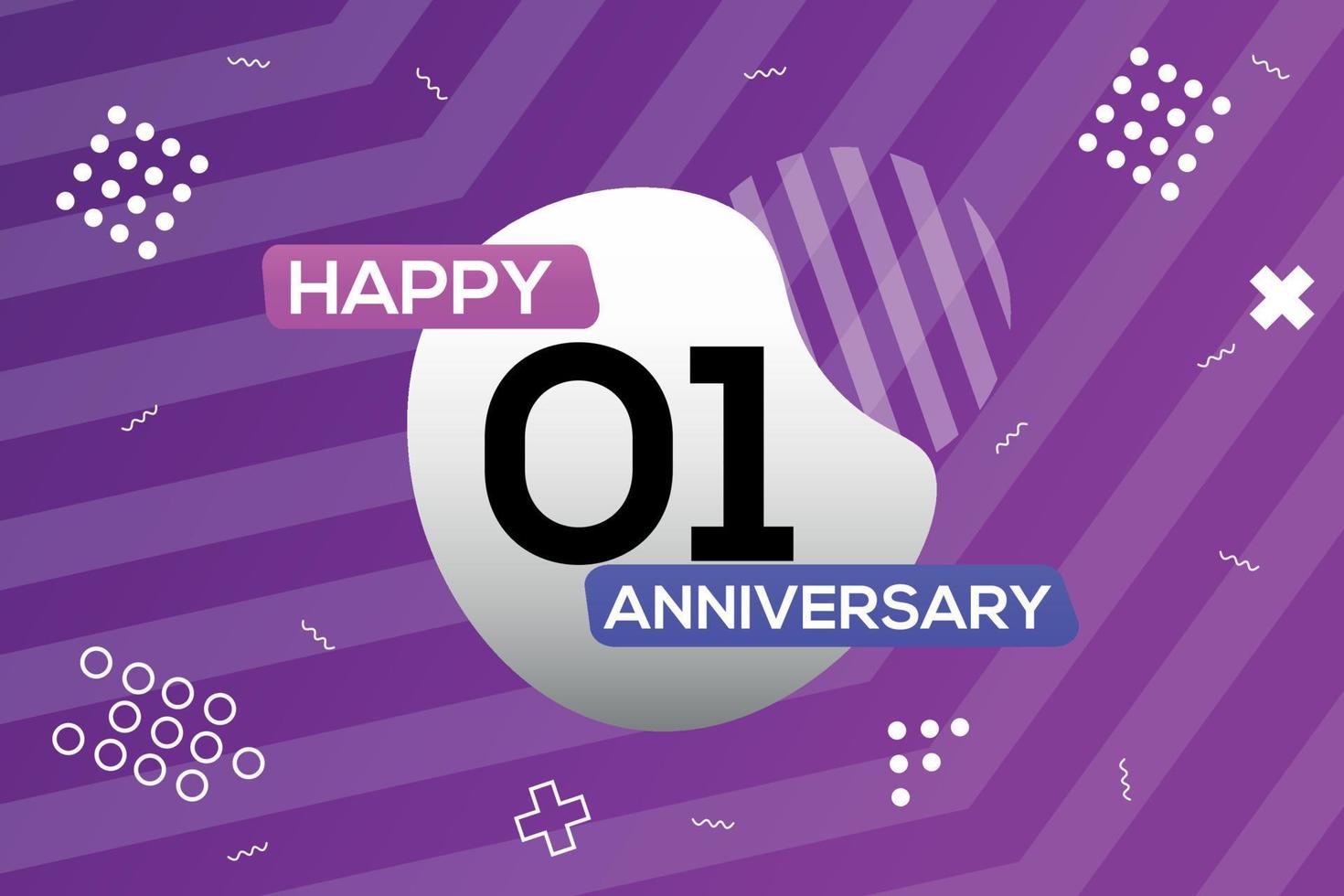 01e jaar verjaardag logo vector ontwerp verjaardag viering met kleurrijk meetkundig vormen abstract illustratie
