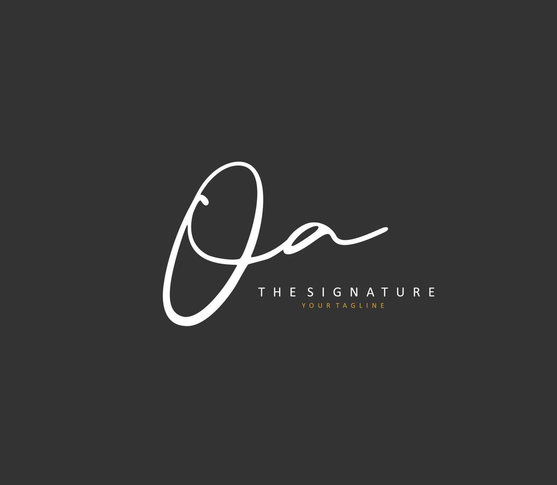O een oa eerste brief handschrift en handtekening logo. een concept handschrift eerste logo met sjabloon element. vector