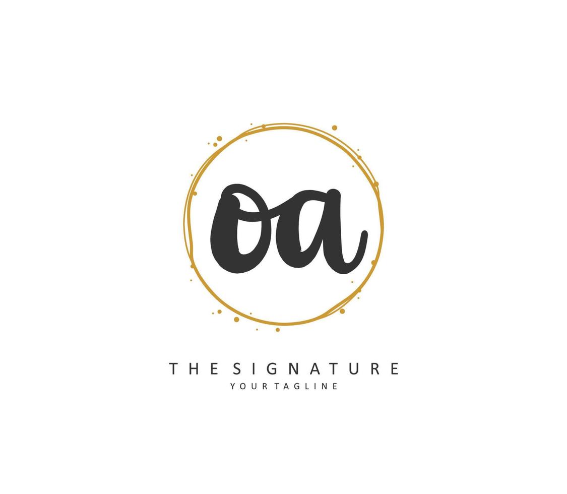 O een oa eerste brief handschrift en handtekening logo. een concept handschrift eerste logo met sjabloon element. vector