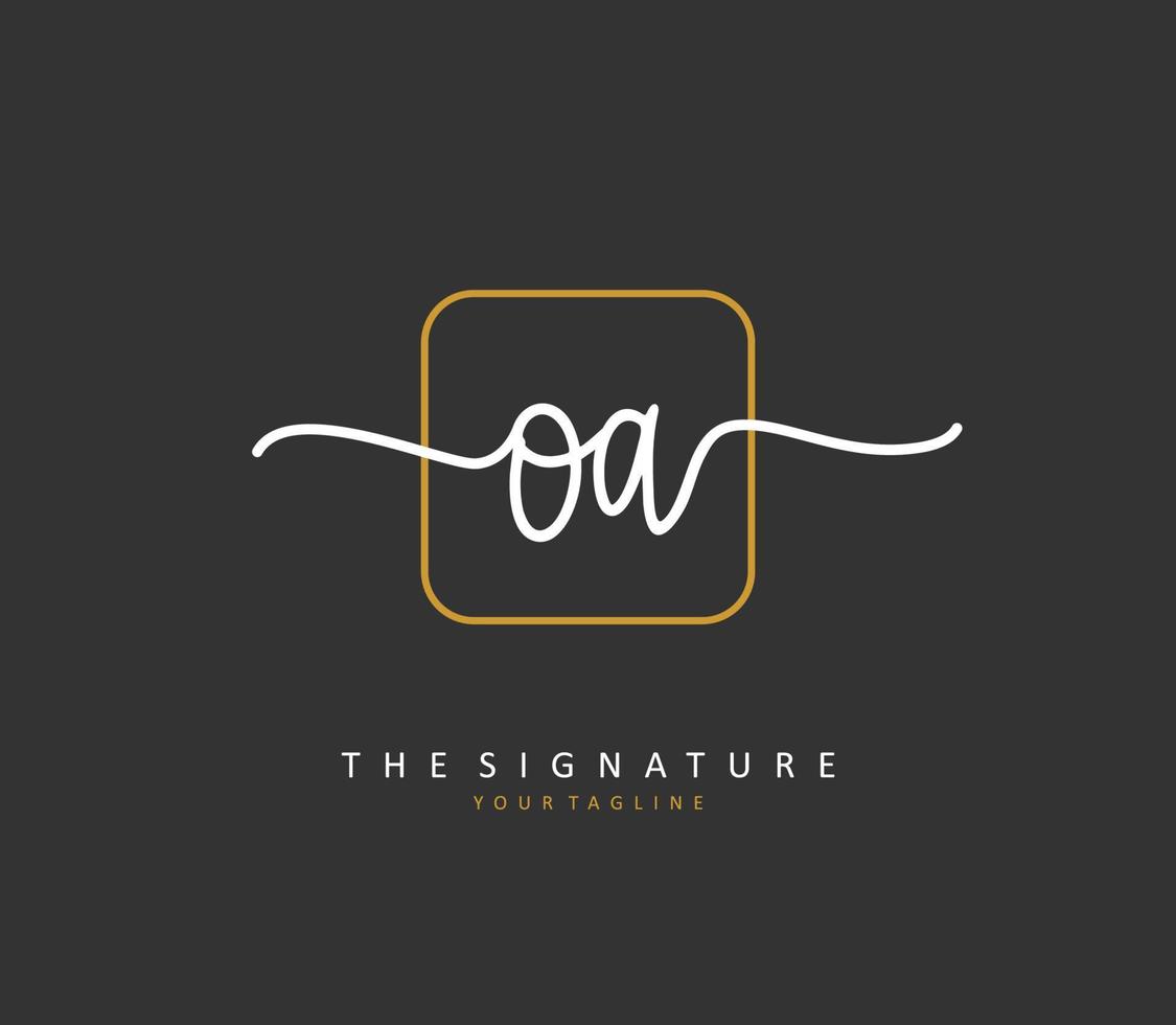 O een oa eerste brief handschrift en handtekening logo. een concept handschrift eerste logo met sjabloon element. vector