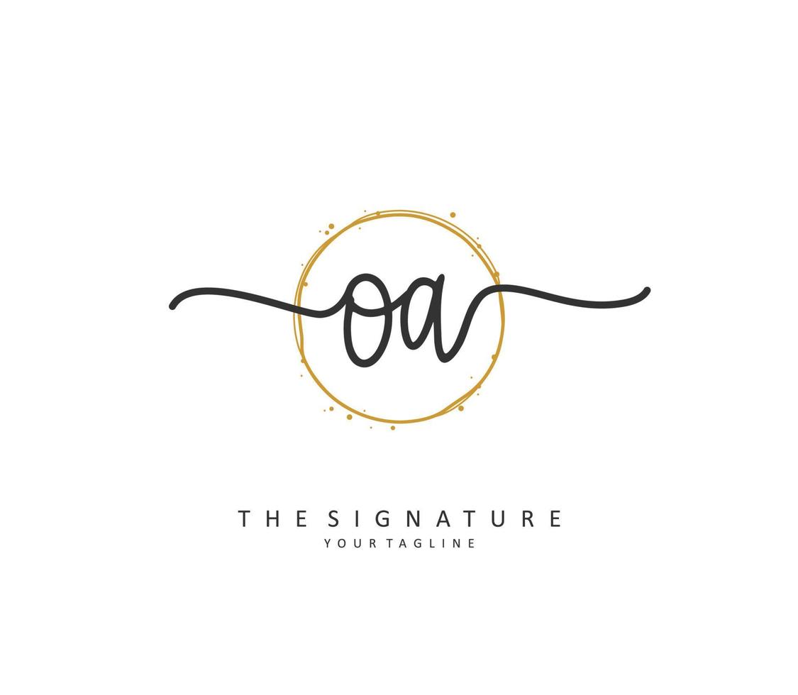 O een oa eerste brief handschrift en handtekening logo. een concept handschrift eerste logo met sjabloon element. vector