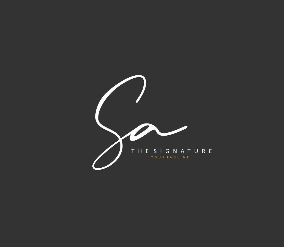 sa eerste brief handschrift en handtekening logo. een concept handschrift eerste logo met sjabloon element. vector