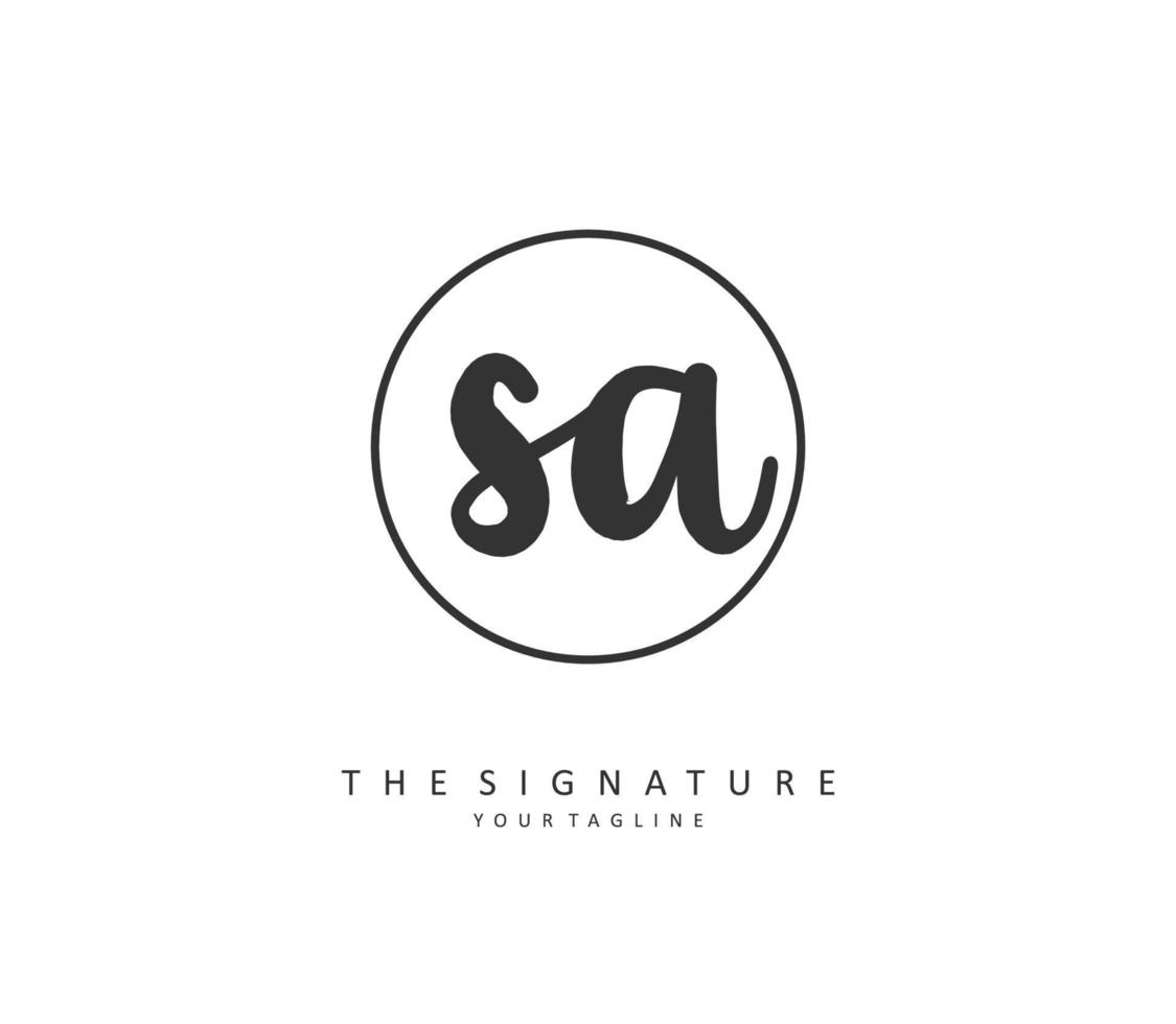 sa eerste brief handschrift en handtekening logo. een concept handschrift eerste logo met sjabloon element. vector