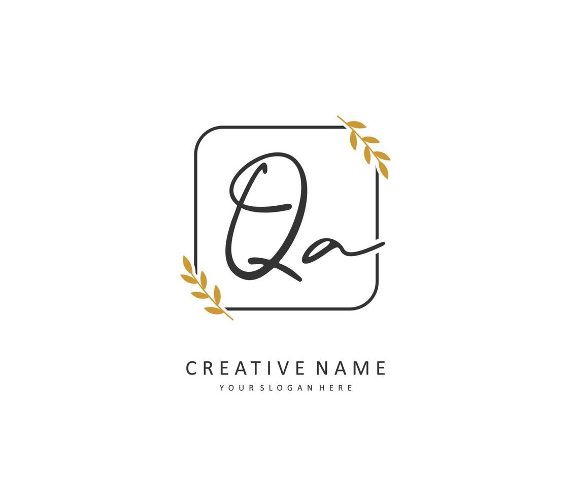 q een qa eerste brief handschrift en handtekening logo. een concept handschrift eerste logo met sjabloon element. vector