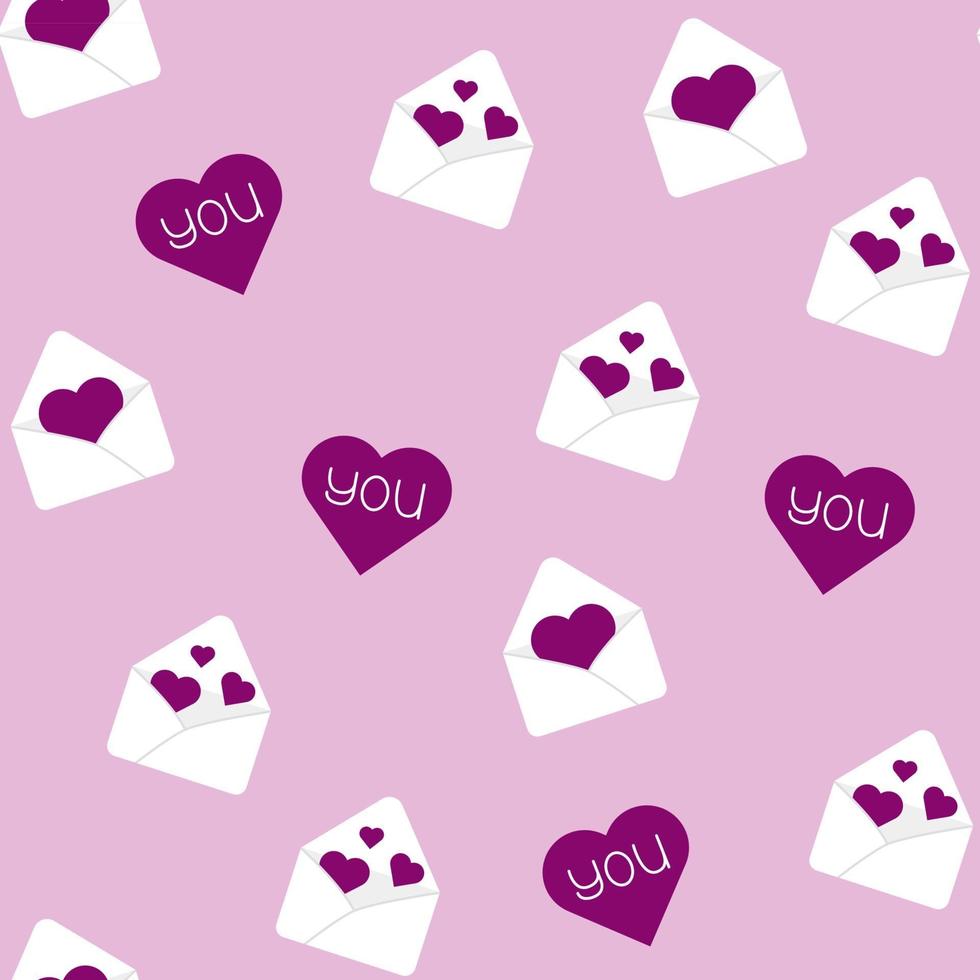 naadloze patroon met liefdesbrief en harten, herhaalbare liefdesachtergrond, Valentijnsdag oppervlaktepatroon. vector