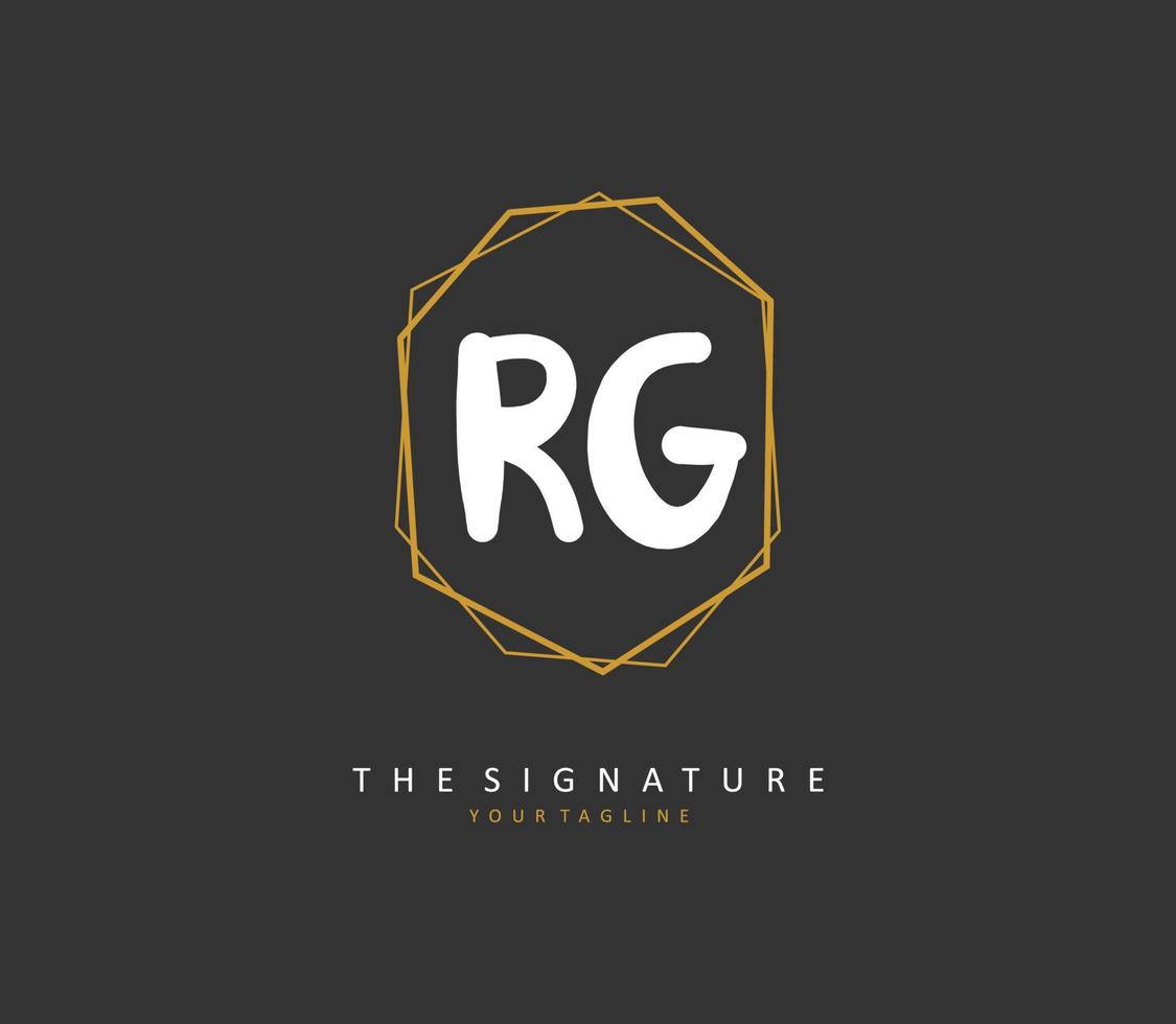 rg eerste brief handschrift en handtekening logo. een concept handschrift eerste logo met sjabloon element. vector