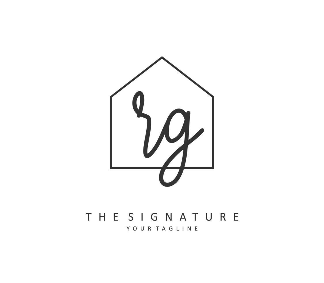 rg eerste brief handschrift en handtekening logo. een concept handschrift eerste logo met sjabloon element. vector