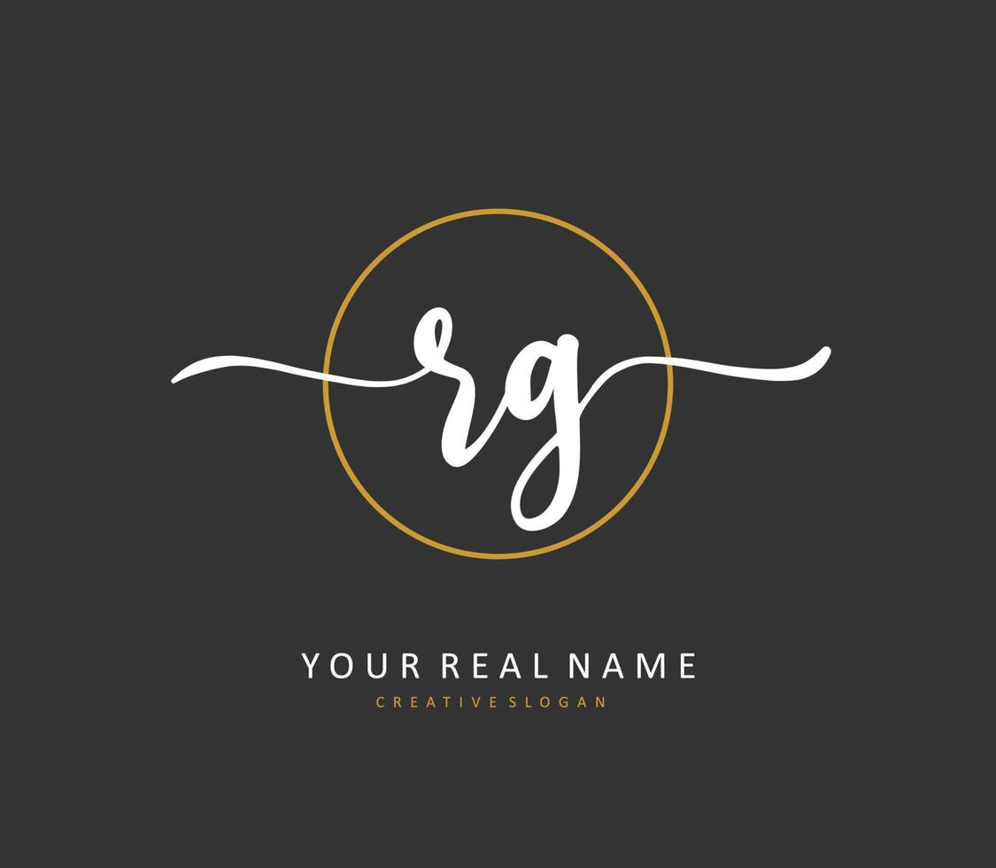 rg eerste brief handschrift en handtekening logo. een concept handschrift eerste logo met sjabloon element. vector