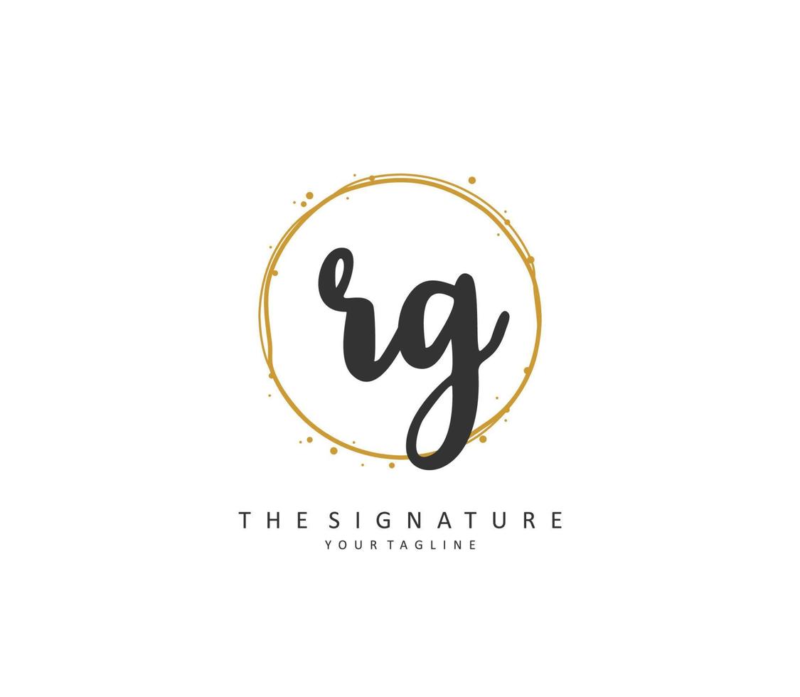 rg eerste brief handschrift en handtekening logo. een concept handschrift eerste logo met sjabloon element. vector