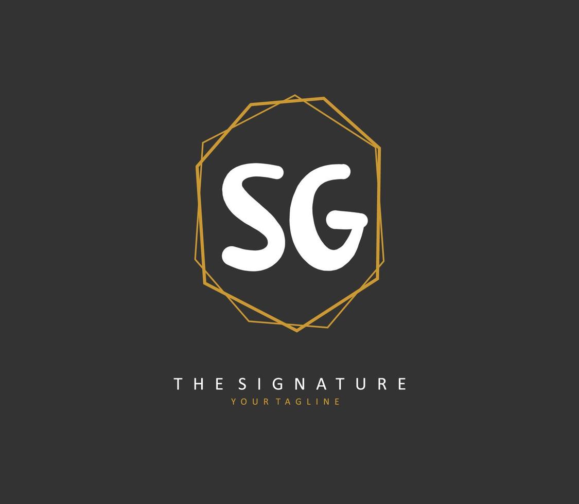sg eerste brief handschrift en handtekening logo. een concept handschrift eerste logo met sjabloon element. vector