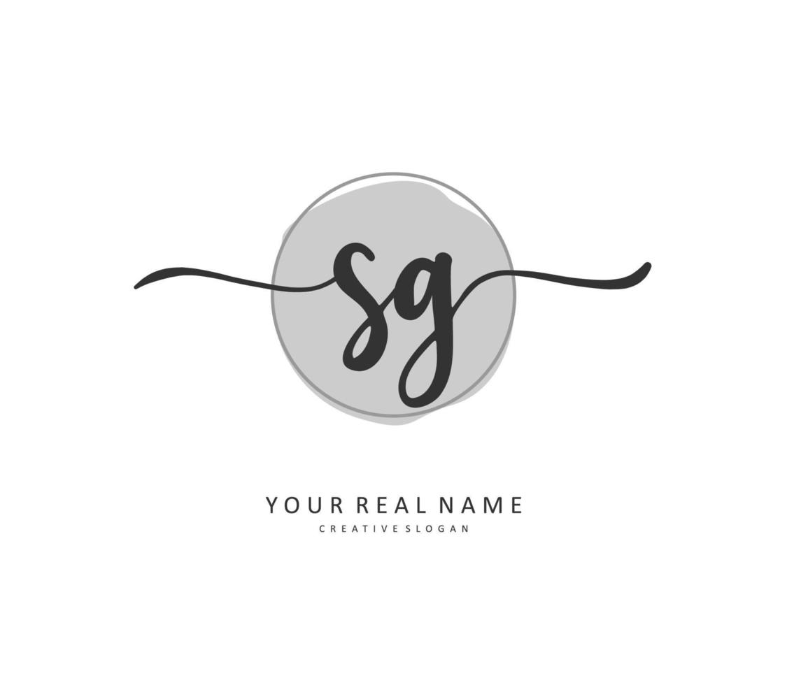 sg eerste brief handschrift en handtekening logo. een concept handschrift eerste logo met sjabloon element. vector