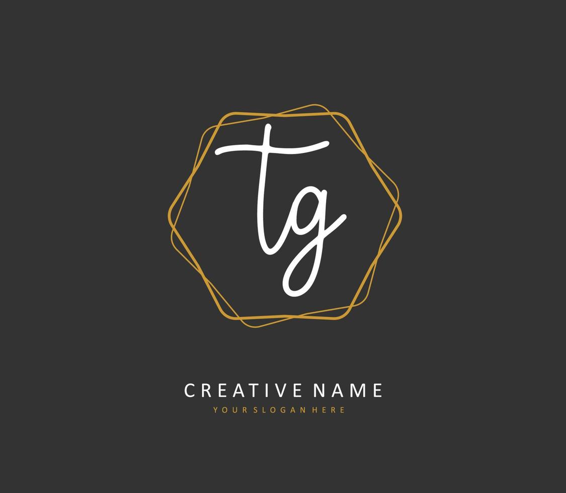 tg eerste brief handschrift en handtekening logo. een concept handschrift eerste logo met sjabloon element. vector