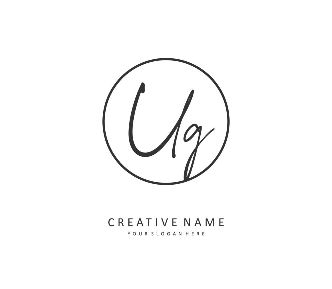 ug eerste brief handschrift en handtekening logo. een concept handschrift eerste logo met sjabloon element. vector