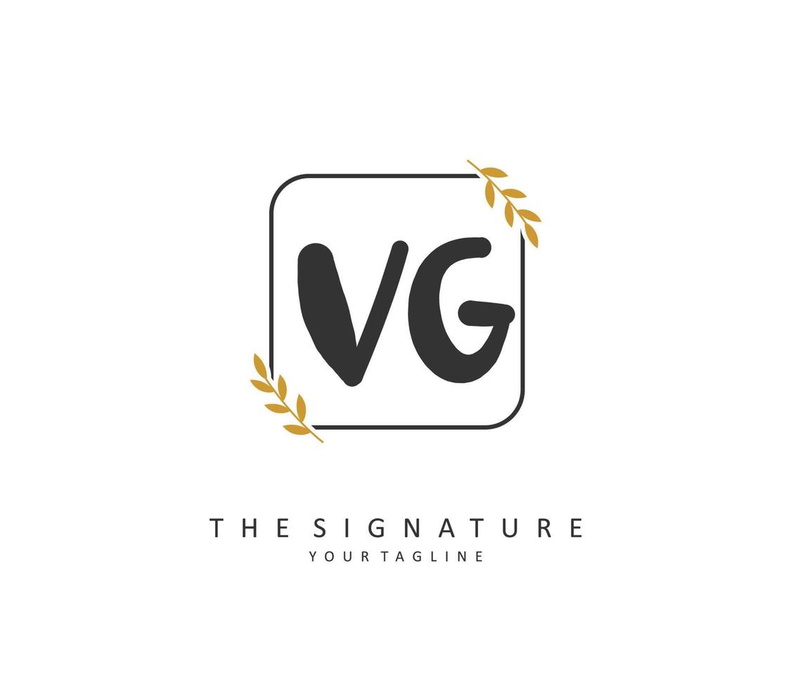 vg eerste brief handschrift en handtekening logo. een concept handschrift eerste logo met sjabloon element. vector