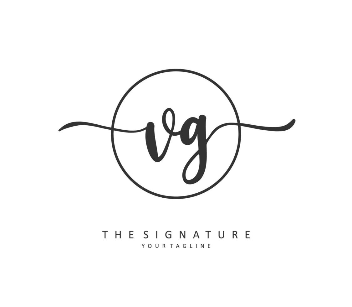 vg eerste brief handschrift en handtekening logo. een concept handschrift eerste logo met sjabloon element. vector