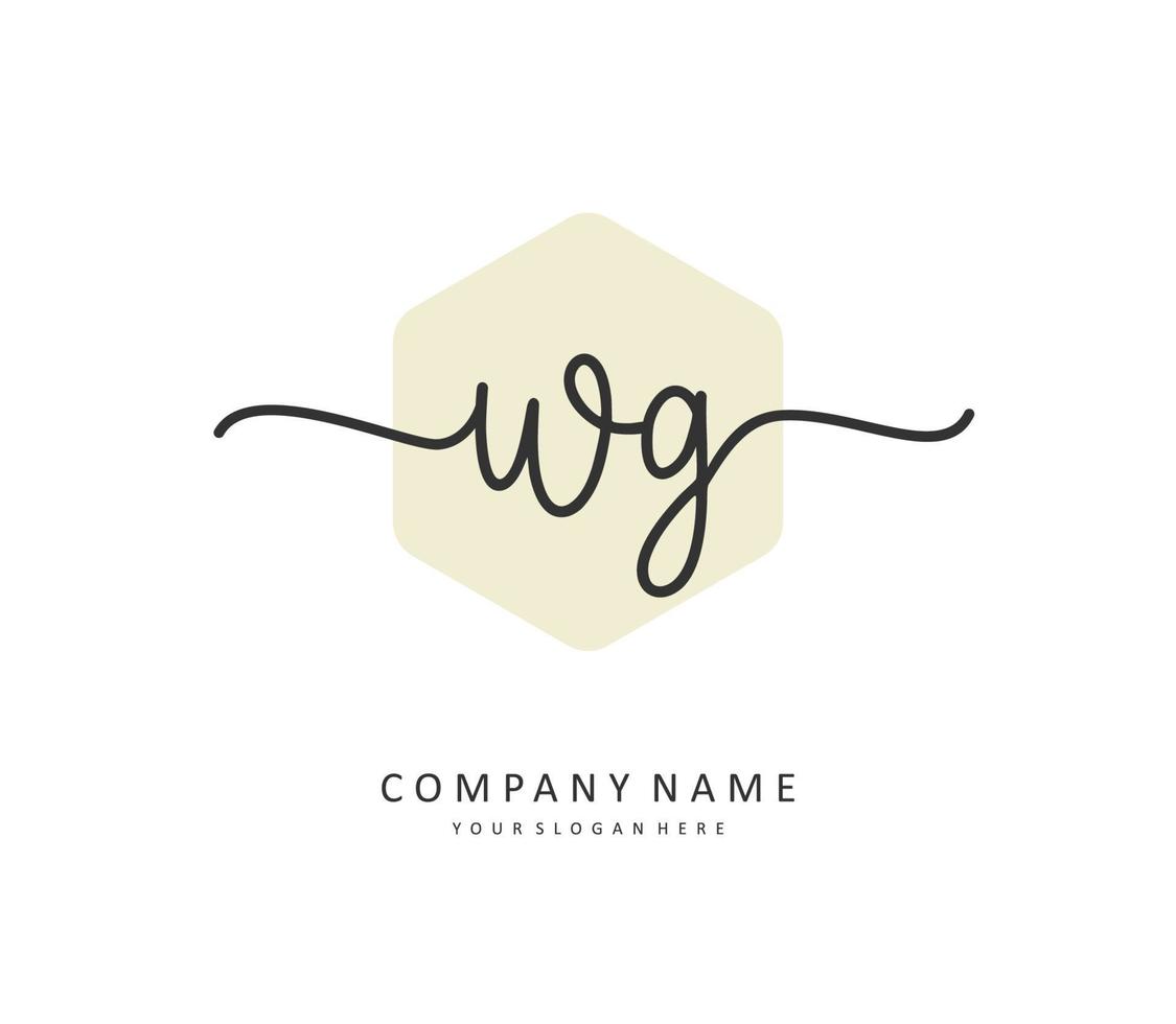 wg eerste brief handschrift en handtekening logo. een concept handschrift eerste logo met sjabloon element. vector