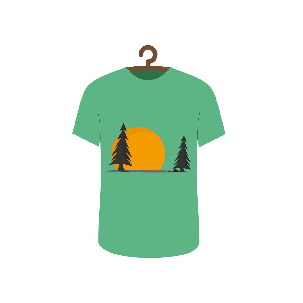 groen t-shirt met een verbijsterend zonsondergang natuur. unisex overhemd vector illustratie