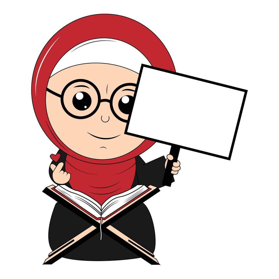 schattig meisje hijab tekenfilm illustratie vector